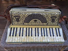 Antique Moreschi & Sons Piano Key Accordion Italian in Case w/ Two Music Books
