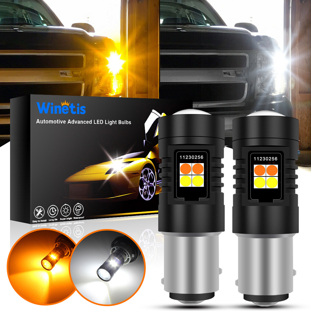 White Amber LED Front Turn Signal Light Bulb for Honda