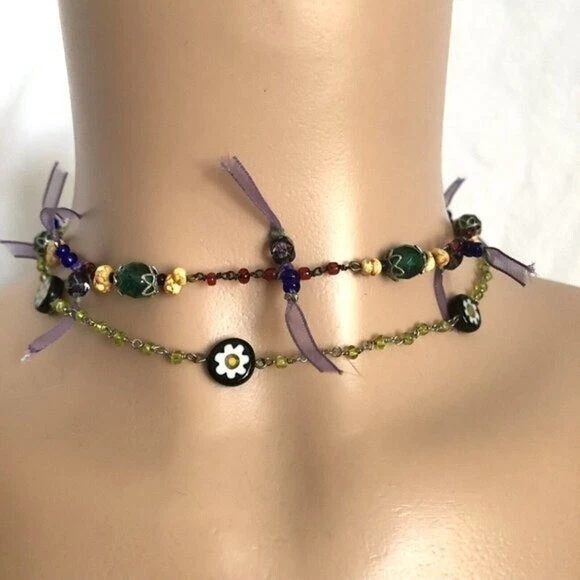 Murano 玻璃串珠项圈项链 Treska 多色 — 第 3/4 张图片