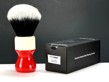 Yaqi R1732 Ferrari Red White Tuxedo Synthetic Shaving Brush 26mm Resin Handel
