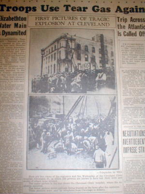 1929 headline newspaper CLEVELAND CLINIC FIRE DISASTER KILLS 123 X