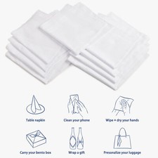 20PCS White Cotton Men Handkerchiefs Hanky Pocket Square Hankie Lot Set Vintage