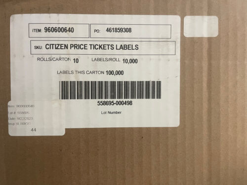 100,000 Citizen Price Tickets Labels #960600640/10 Rolls of 10,000/1.25x0.75/99z - Picture 3 of 4