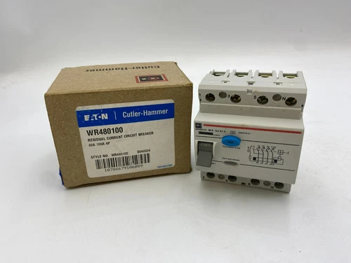 Eaton WR480100 Circuit Breaker 80A 100A 4P NOS White 4 Pole 80 Amp 100 Amp