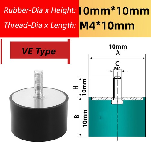 BUFFER Rubber Foot Mount Anti Vibration STOP Male M3 M4 M6 M8 M10 M12 M16 M20 /D - Picture 8 of 68