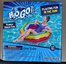 H20 Go Rainbow Ribbon Tube Swim Ring Pool Float NEW