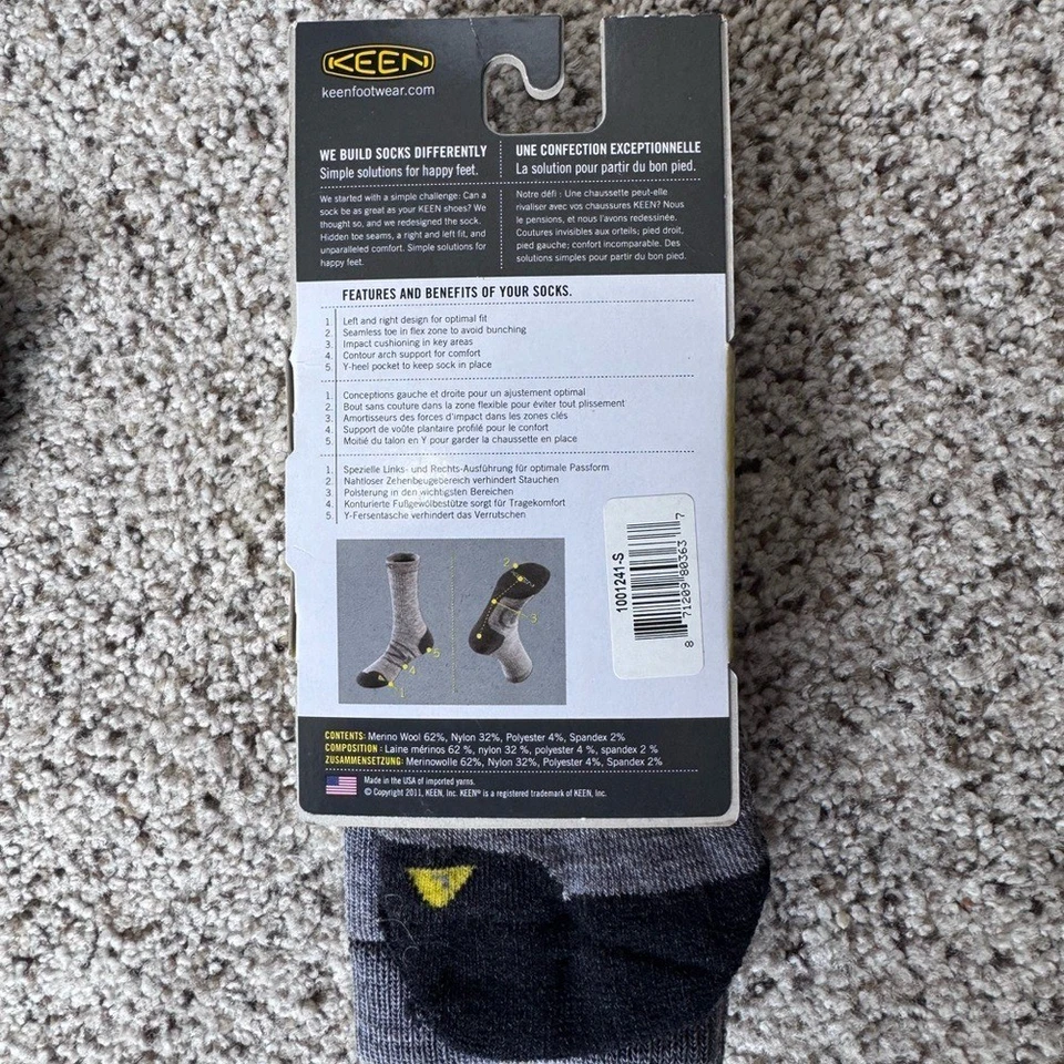 Calcetines de senderismo Keen North Country Mid Crew para mujer talla pequeña nuevos con etiquetas Foto 2 de 2