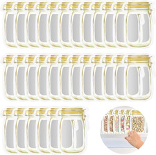 QKTYB 30PCS Mason Jar Bottles Bags Reusable Food Spice Storage Bags Snack Saver