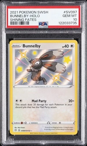 2021 POKEMON SWORD & SHIELD SHINING FATES #SV097 BUNNELBY-HOLO PSA 10