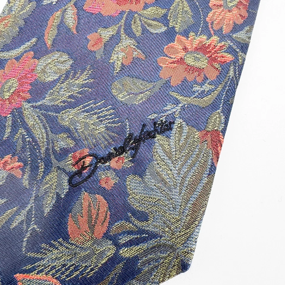 Daniel Hechter Paris 100% Silk Tie Men's Blue Red Floral 60" Business Luxury - Image 3 of 4