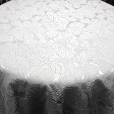 White Cambridge Floral Jacquard - Custom Tablecloths, Machine Washable