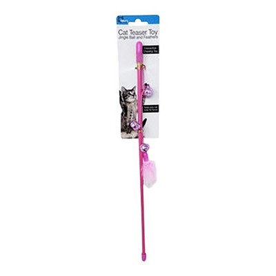 Cat Teaser Toy with Center Jingle Ball and Feathers
