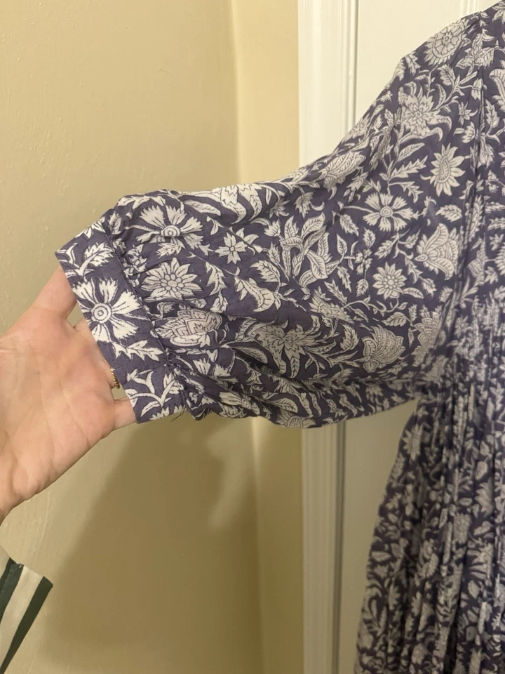 Vestido Midi Kyra Hijas de la India Azul Iris XS Algodón Foto 3 de 4