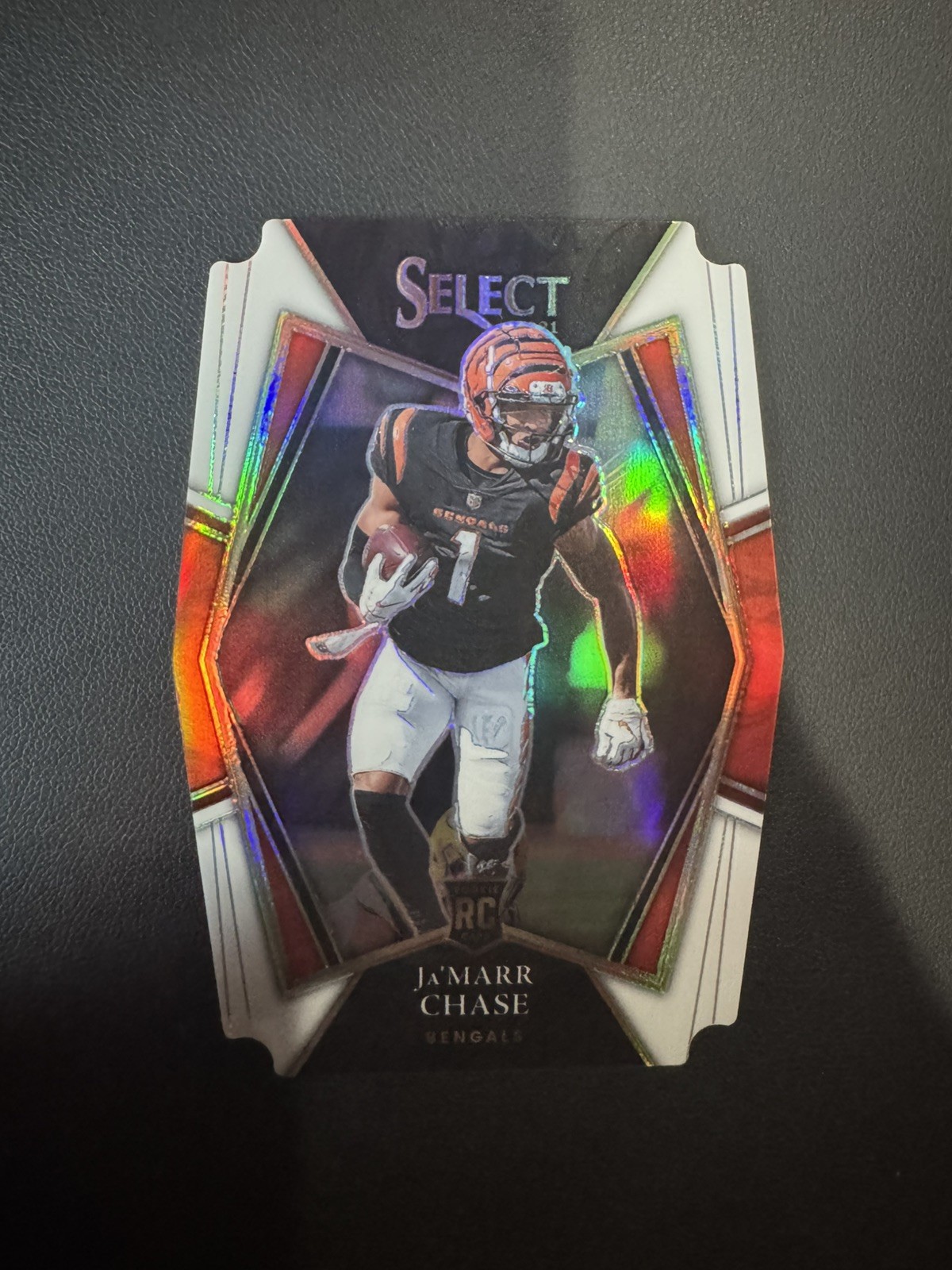 2021 Panini Select #47 Ja'Marr Chase White Prizm Die Cut #/99