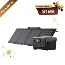 EcoFlow Solar Generator RIVER 2 256Wh+110W Solar Panel Certified Refurbished