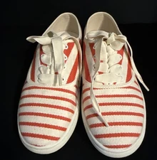 Soludos Marin Red Stripe Canvas Sneakers Size 7 1/2 NWOB