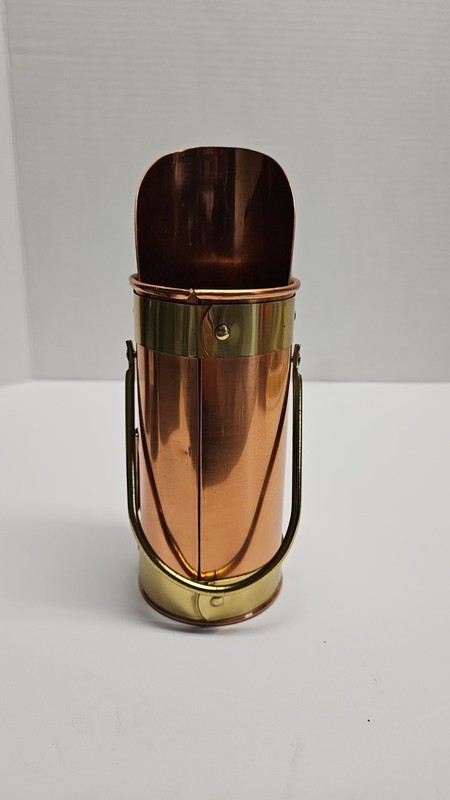 vintage copper and brass fireplace match holder