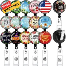 Outus 16 Pack Retractable Seasonal Badge Reels Holiday Holder All... 