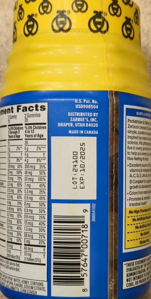 MULTIVITAMÍNICO INFANTIL ZARBEES CON PROBIÓTICOS 70 gomitas natural Fla MEJOR POR 11/25 Foto 4 de 4