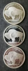 Lot of Three Golden State Mint 1oz Silver Buffalo Rounds