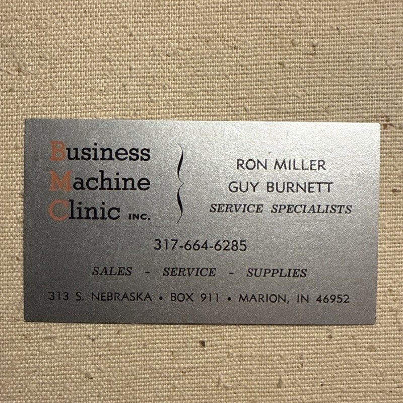 Vintage Business Card Machine Clinic Marion Indiana Grant County
