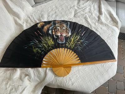 Oriental Large Hand Painted  Bengal  Wall Fan 60  in length.