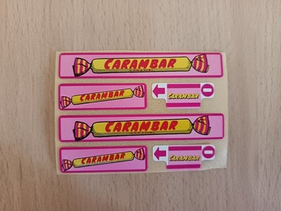 OLD NOREV 1/43: ORIGINAL STICKER BOARD PUB CARAMBAR BUS SAVIEM