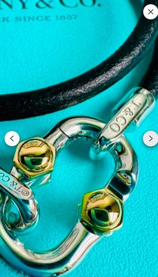 Tiffany & Co Macher 1837 Sterlingsilber & 18K Gold Lederband Wickelarmband