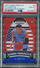 2020-21 Prizm Draft Picks Collegiate RJ Hampton RC Red White and Blue #99 PSA 10