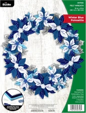 Bucilla Felt Kit Wreath Winter Blue Poinsettia 89756E