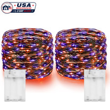 2 Pack Halloween Fairy String Lights, 40FT 120 LED Purple Orange Battery Powered