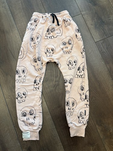 Nununu Kids Rowdy Skulls Masks Pants in Powder Pink Size 10-11 Year