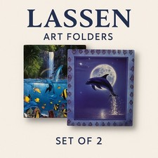 Christian Riese Lassen Dolphin Art Folder Lot   Set 2   Vintage 90s Stationery