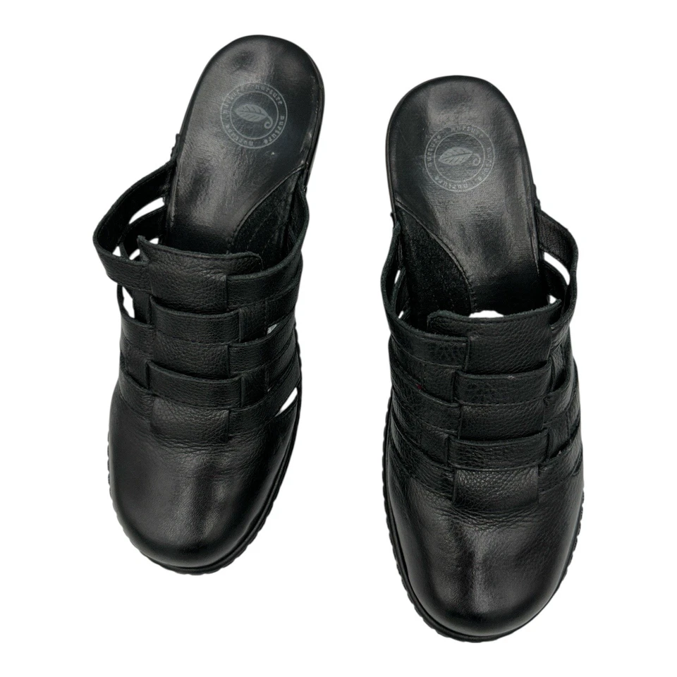 Zuecos de tacón cómodos tejidos de cuero negro Nurture talla 7M Foto 2 de 4