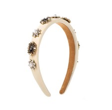 White Handmade Beaded Embellishments And Pearls Headband