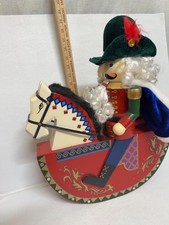 CUTTER MADEIRA Red Green Wooden Nutcracker Rocking Horse Decor Large