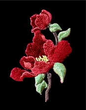 Embroidered Flower iron on patch applique 2+3/4 x 2 inch