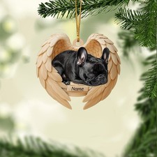 Personalized Sleeping French Bulldog Christmas Ornament, Dog Angel Wings