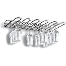 WORLD CUISINE CHROME STEEL WINE GLASS RACK, WALL MOUNTED, 20 GLASSES A4406002