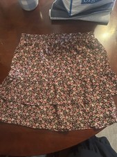 Women s Flower Flowy Layered Skirt Size Large Elastic Waist Floral Print