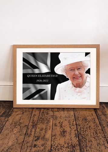 The Queen Elizabeth II Tribute Poster Monarchy B&W Union Jack British Flag - Picture 6 of 12