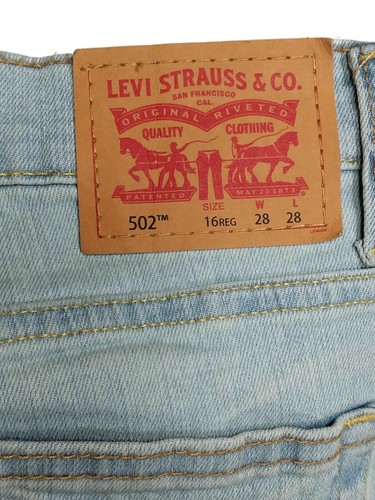 Levi's 502 Regular Taper Blue Light Wash Denim Jeans Size 16 - Picture 3 of 5