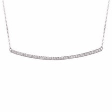 0.40 Carat Natural Diamond Bar Pendant 14K White Gold G SI 18 inches chain
