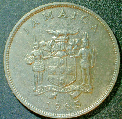 WORLD COIN SALE-JAMAICA 1985 .25c Coin-Copper/Nickel Composition