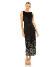 Mac Duggal Black High Neck Embellished Column Dress Size 4 $598