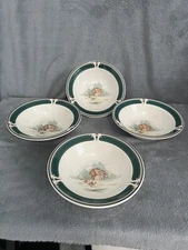 4 Vintage Keltcraft Noritake Ireland Pursuit 7" Soup/Cereal Bowls MINT