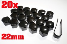 20x 22mm Radschrauben Radmuttern Bolzen Kappen Abdeckung Schwarz + Abzieher