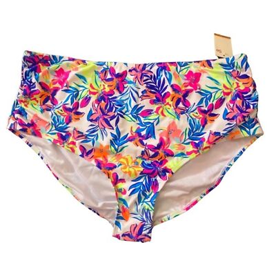 NWT High-Waisted Plus Swim Bottom w/Front Side Shirring Juniors 3X (24W-26W)