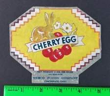 Vintage 1930's Chocolate Cherry Egg EMPTY Trimmed Candy Wrapper