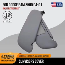 Sunvisors Cover Skin PVC Leather for Dodge Ram 3500 1994-2001 Gray